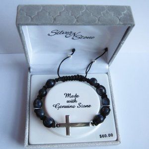 Silver N Stone Sideways Silver Cross Bracelet, Box